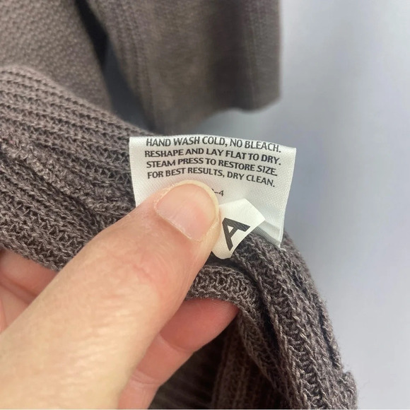 Eileen Fisher Chocolate Brown Open Front 1/2 Sleeve Silk Blend Cardigan Sweater - Picture 9 of 9